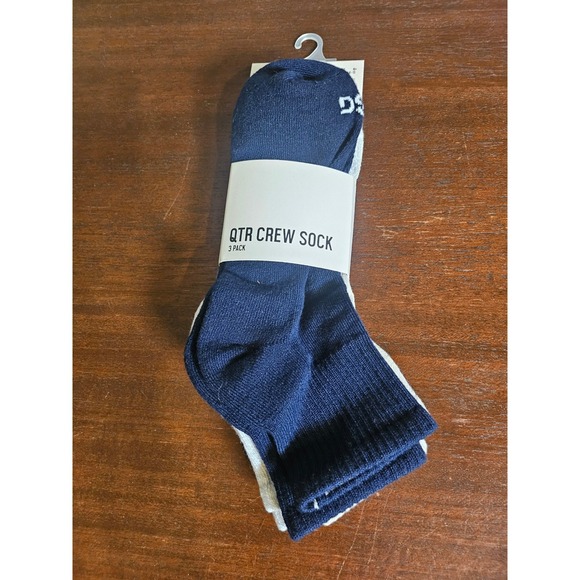 DSG Other - DSG QTR Crew Socks Mens 8-13 Wom 10+ Blue Grey 3 Pk Athletic Cushioned Mesh Vent